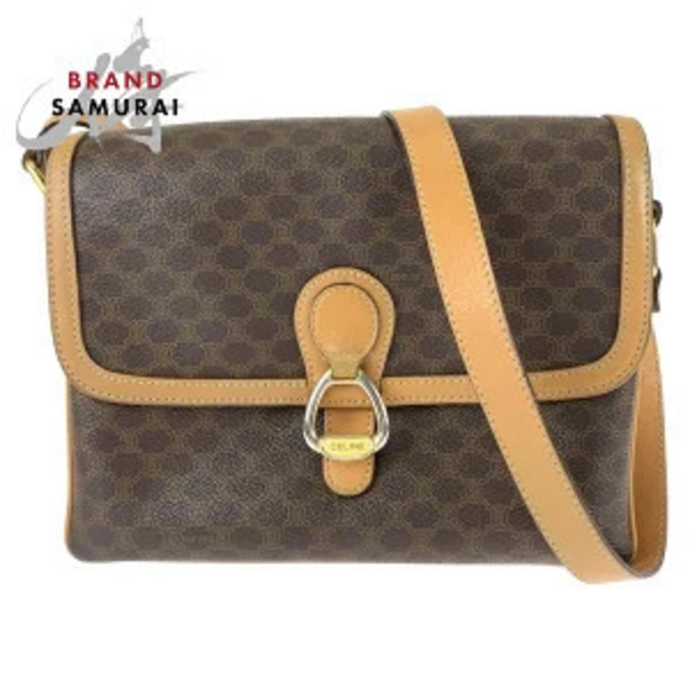 Celine Macadam brown leather crossbody shoulder bag pouch